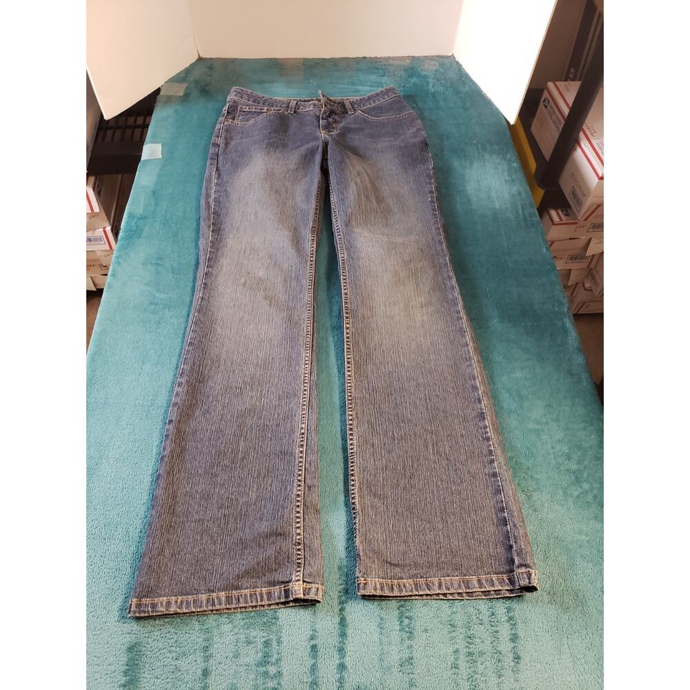 Mossimo Jeans Size 6 Womens Blue Stretch Pants Denim Cargo Mid Rise Bootcut